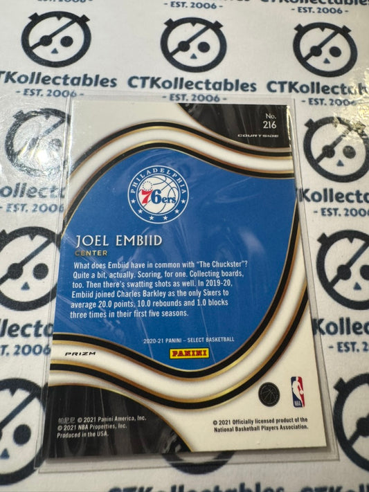 2020-21 NBA Select Joel Embiid Red White Green Prizm Courtside #216 76ers