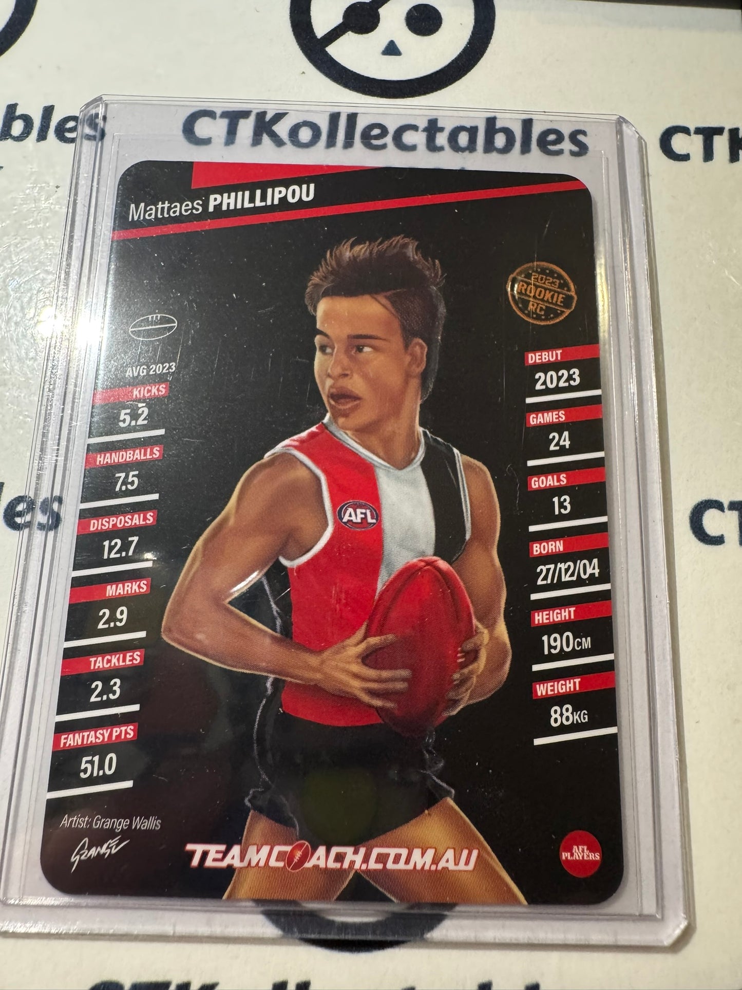 2024 AFL Teamcoach Mattaes Phillipou Rookie Wildcard RW-15 Saints