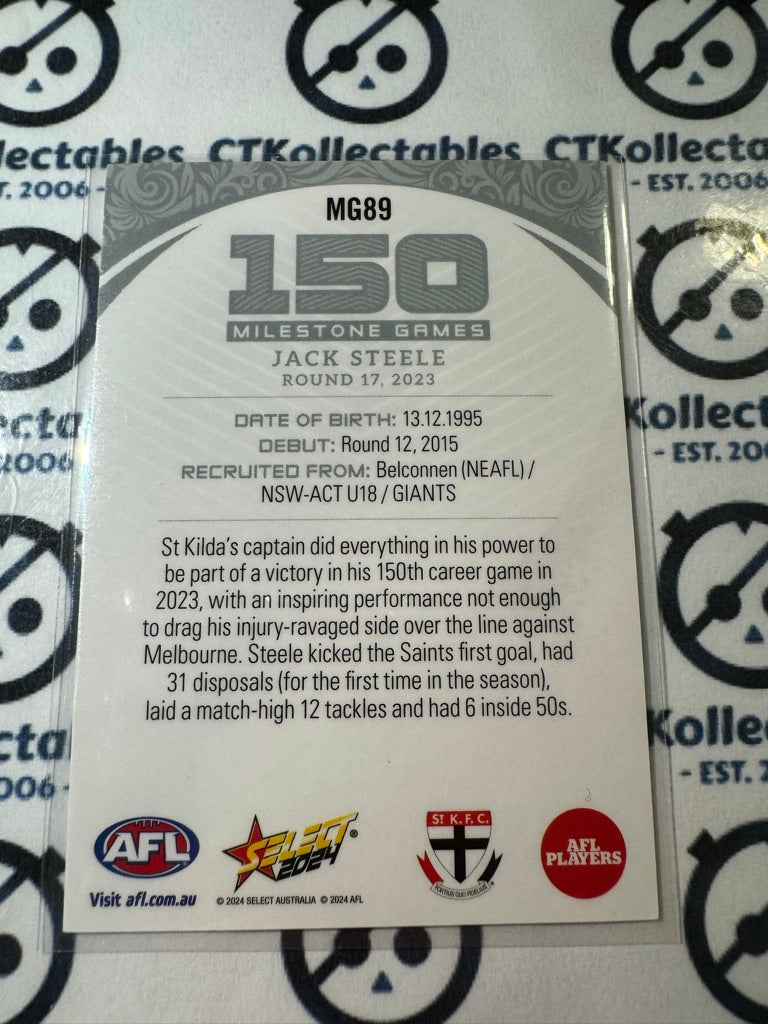 2024 AFL Footy Stars Milestone 150 Games - MG89 Jack Steele Saints
