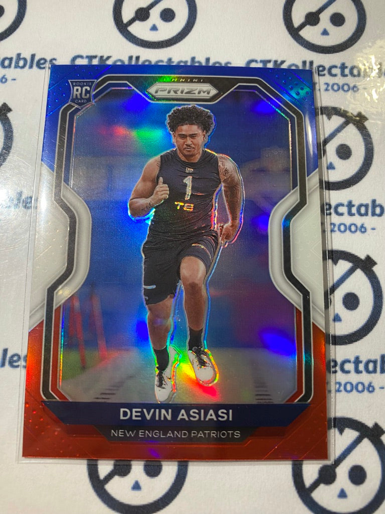 2020 NFL Prizm Devin Asiasi Red White & Blue RC Prizm #370 Patriots