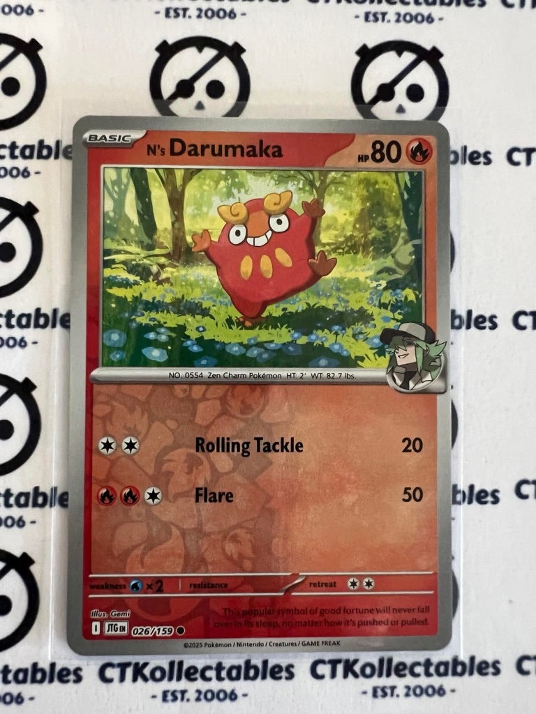 N's Darumaka Reverse Holo #026/159 Journey Together Pokemon Card TCG