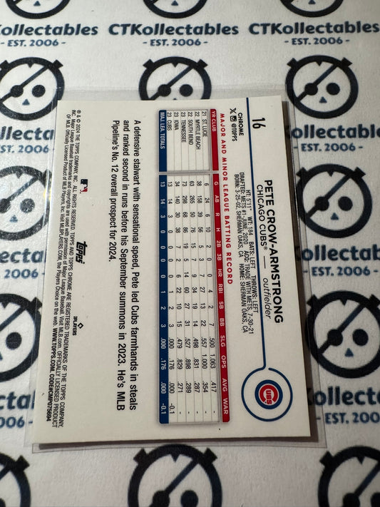 2024 Topps Chrome Baseball Pete Crow-Armstrong rookie card RC #16 Cubs