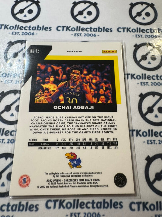 2022 NBA Panini Flux Draft Picks Ochai Agbaji Pink rookie Prizm #12