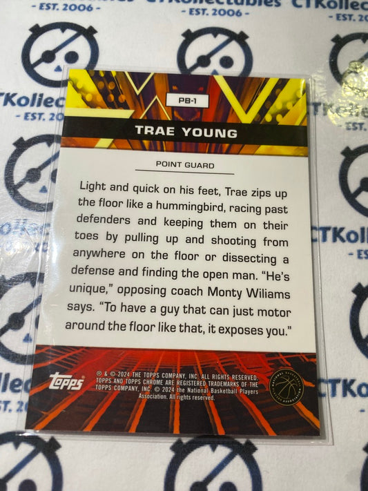 2023/24 Topps NBA Chrome Trae Young Power Boosters Pink Refractor #PB-1 Hawks