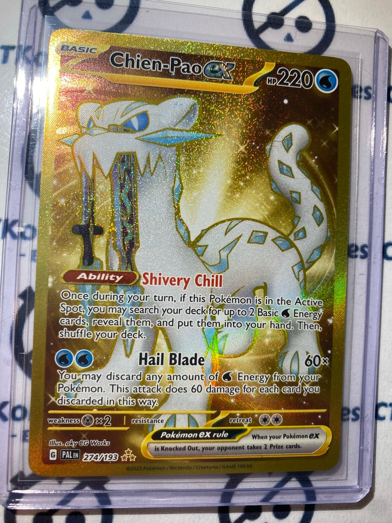 Chien-Pao EX Gold Secret Rare #274/193 2023 Scarlet & Violet Paldea Ev CTKollectables Chien-Pao EX Gold Secret Rare #274/193 2023 Scarlet & Violet Paldea Ev CTKollectables