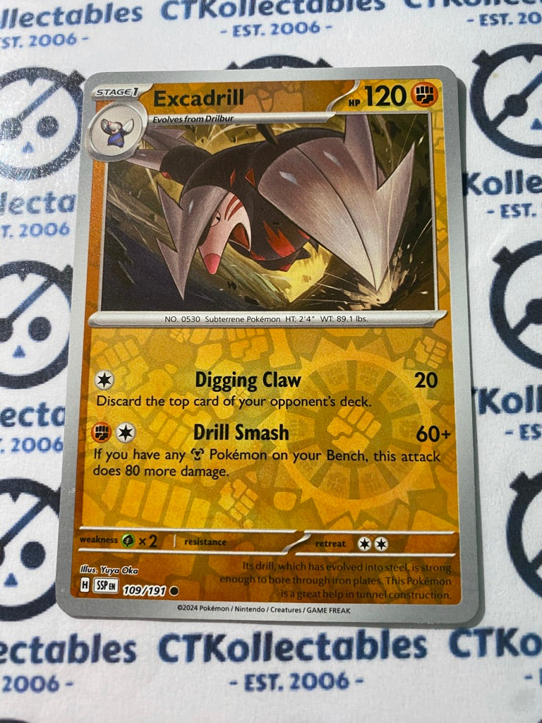 Excadrill Reverse Holo #109/191 Surging Sparks Pokémon TCG 2024