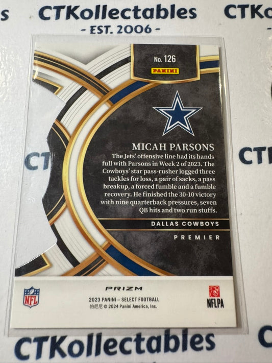2023 NFL Panini Select Micah Parsons Premier Level Die Cut Red & Blue #126