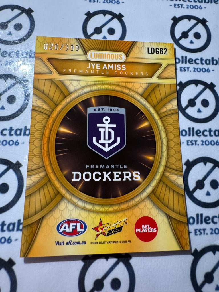 2025 AFL Footy Stars Luminous Jye Amiss Dragon Scales GOLD #020/399 Dockers