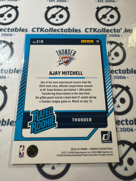 2024-25 NBA Panini Donruss Ajay Mitchell Rated rookie RC #218 OKC