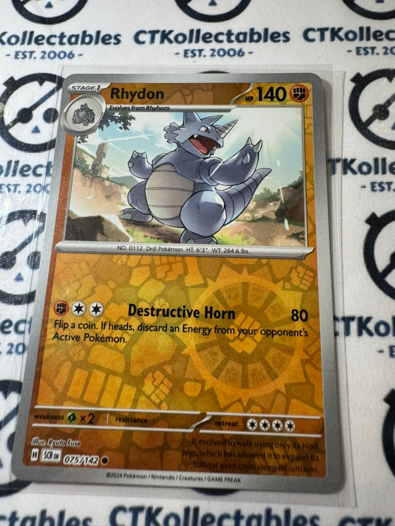 Rhydon Reverse Holo #075/142 Stellar Crown Scarlet & Violet Pokemon
