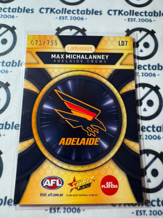 2025 AFL Footy Stars Luminous Max Michalanney #LD7 Dragon Scales #073/799 Crows