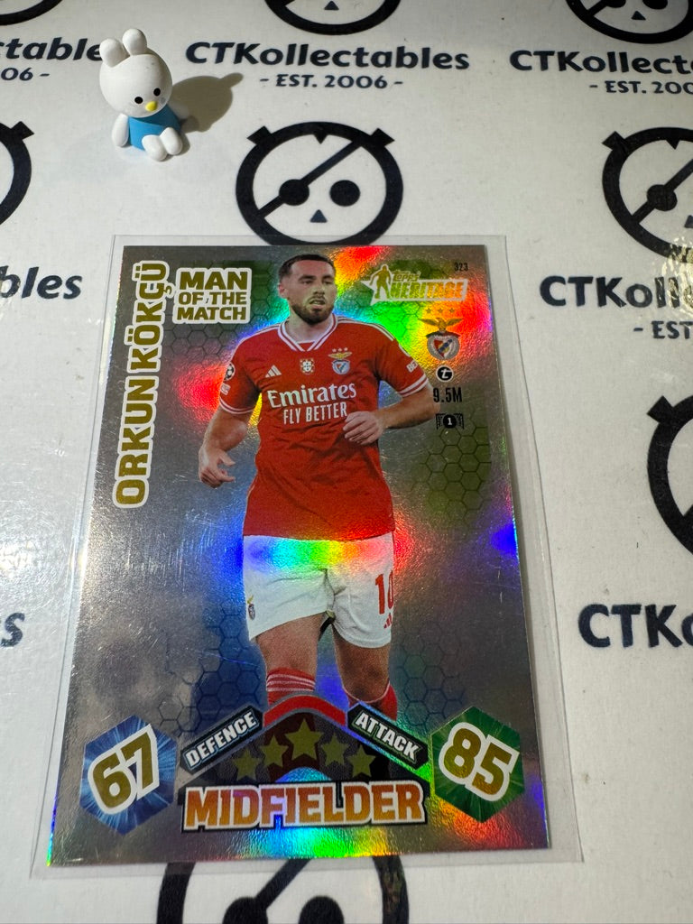 2023-24 TOPPS MATCH ATTAX HERITAGE ORKUN KOKCU MAN OF THE MATCH #323