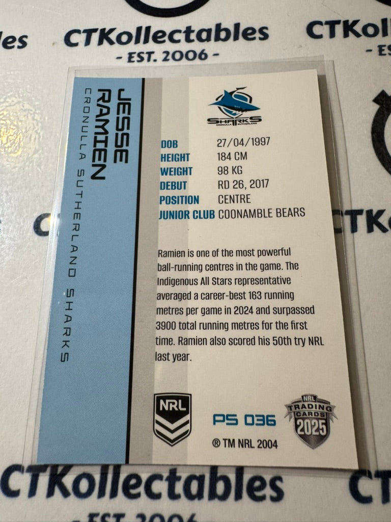 2025 NRL Traders Silver Parallel PS 036 Jesse Ramien Sharks