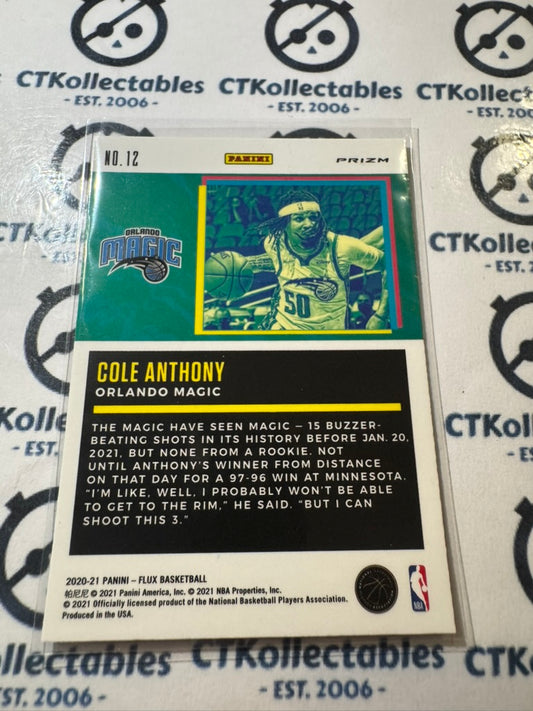2020-21 NBA Panini Flux Cole Anthony Freshman Year Silver Prizm #12 Magic