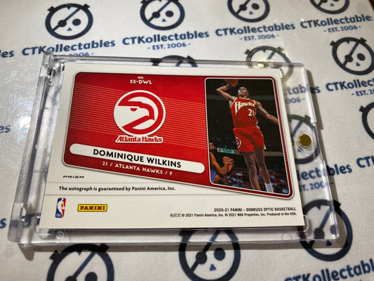 2020-21 NBA Donruss Optic Dominique Wilkins Signature Series Green Prizm Hawks