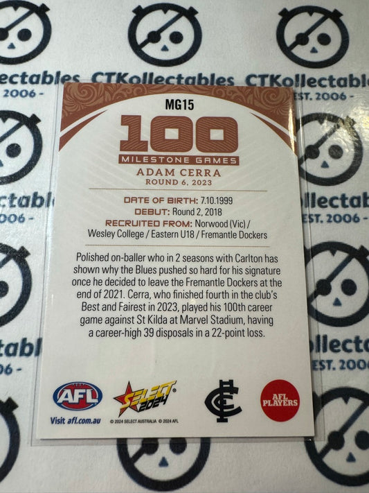 2024 AFL Footy Stars Milestone 100 Games - MG15 Adam Cerra Blues