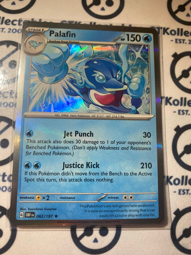 Palafin Holo Rare #062/197 2023 Obsidian Flames Pokemon Card CTKollectables Palafin Holo Rare #062/197 2023 Obsidian Flames Pokemon Card CTKollectables
