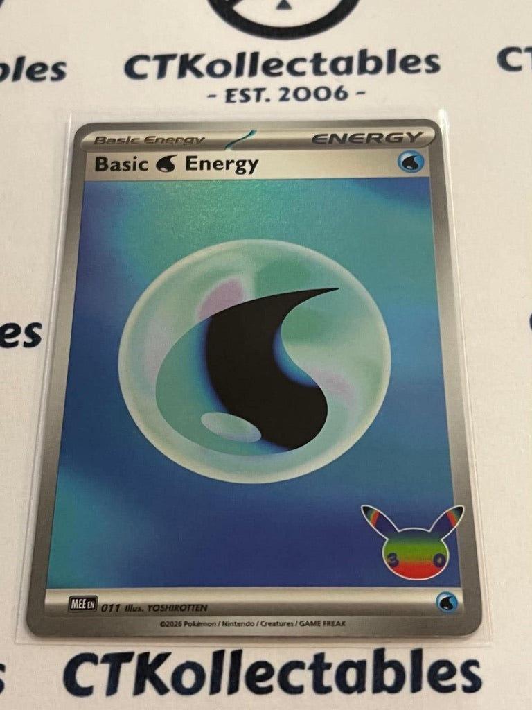 Basic Water Energy 011 Holo Foil ENG 30th Anniversary Celebration Pokemon