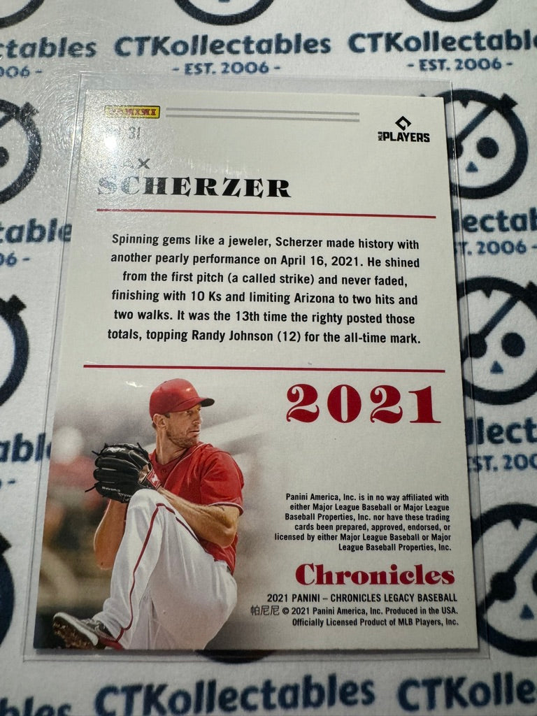 2021 Chronicles MLB Baseball Chronicles Legacy Max Scherzer #31
