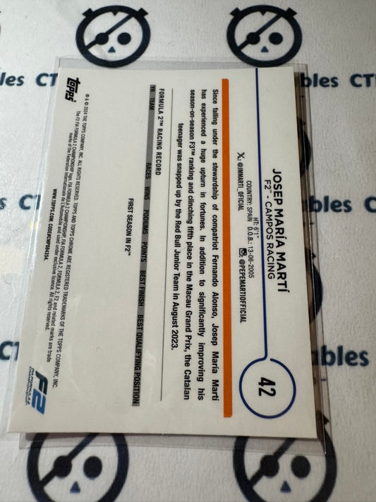 2024 Topps Chrome F1 Future Stars Josep Maria Marti #42 F2