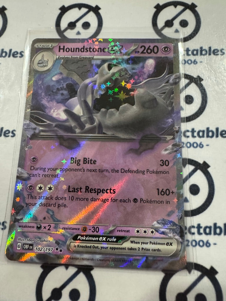 Houndstone Ex Double Rare #102/197 Obsidian Flames Pokemon Card CTKollectables Houndstone Ex Double Rare #102/197 Obsidian Flames Pokemon Card CTKollectables