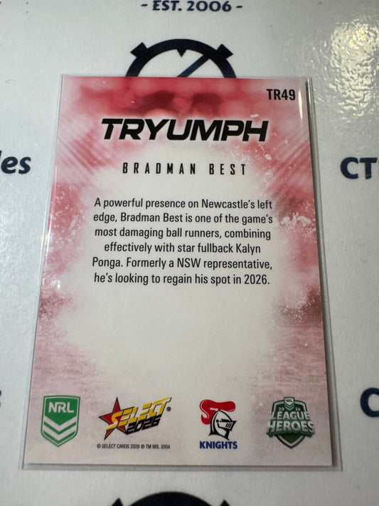 2026 Select NRL League Heroes Tryumph #TR49 Bradman Best Knights