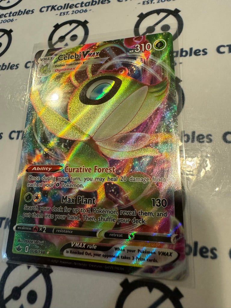 Celebi Vmax Ultra Rare #008/198 Pokemon Card Chilling Reign