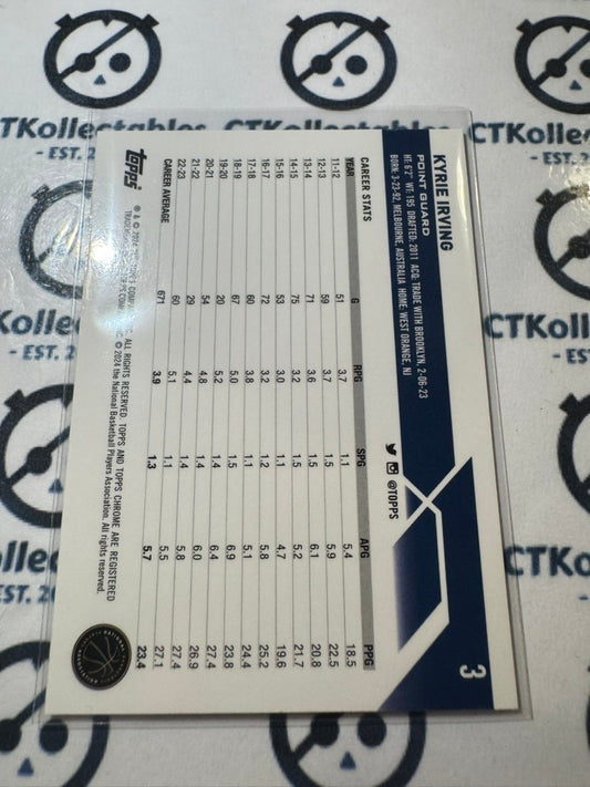 2023-24 NBA Topps Chrome Kyrie Irving Blue Basketball Refractor #3 Dallas