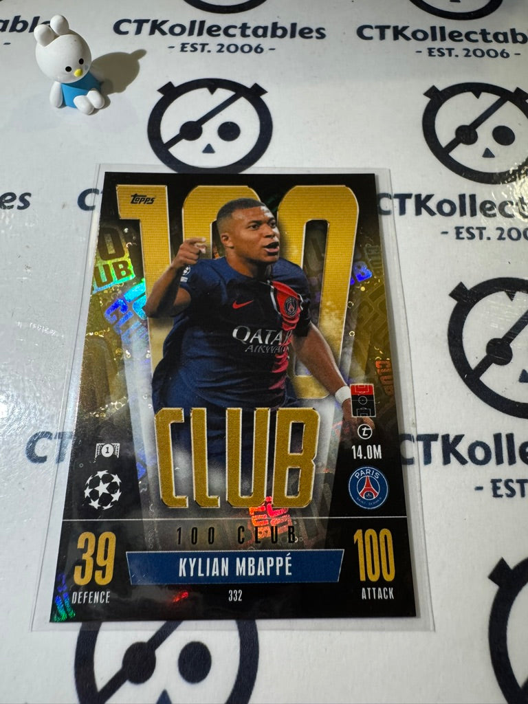 2023-24 TOPPS MATCH ATTAX KYLIAN MBAPPE 100 CLUB #332