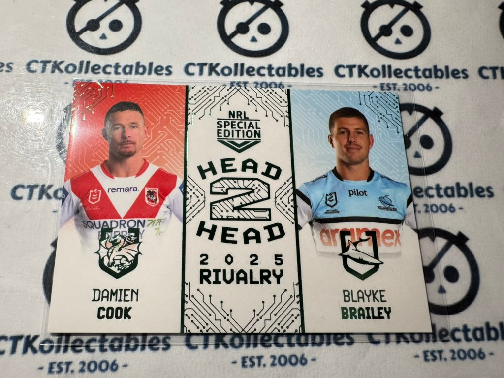 2025 NRL Rivalry Head 2 Head Damien Cook / Blayke Brailey #53/75 H2HG 14/17