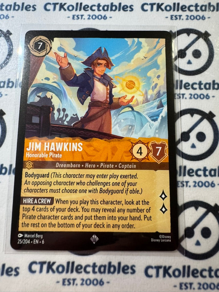 2024 DISNEY LORCANA Azurite Sea - Jim Hawkins #25/204 NON FOIL Game Card