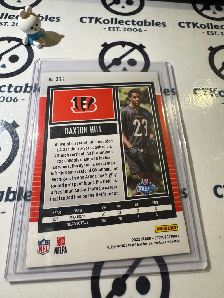2022 PANINI NFL SCORE DAXTON HILL BLUE ROOKIES STARS #005/399 BENGALS