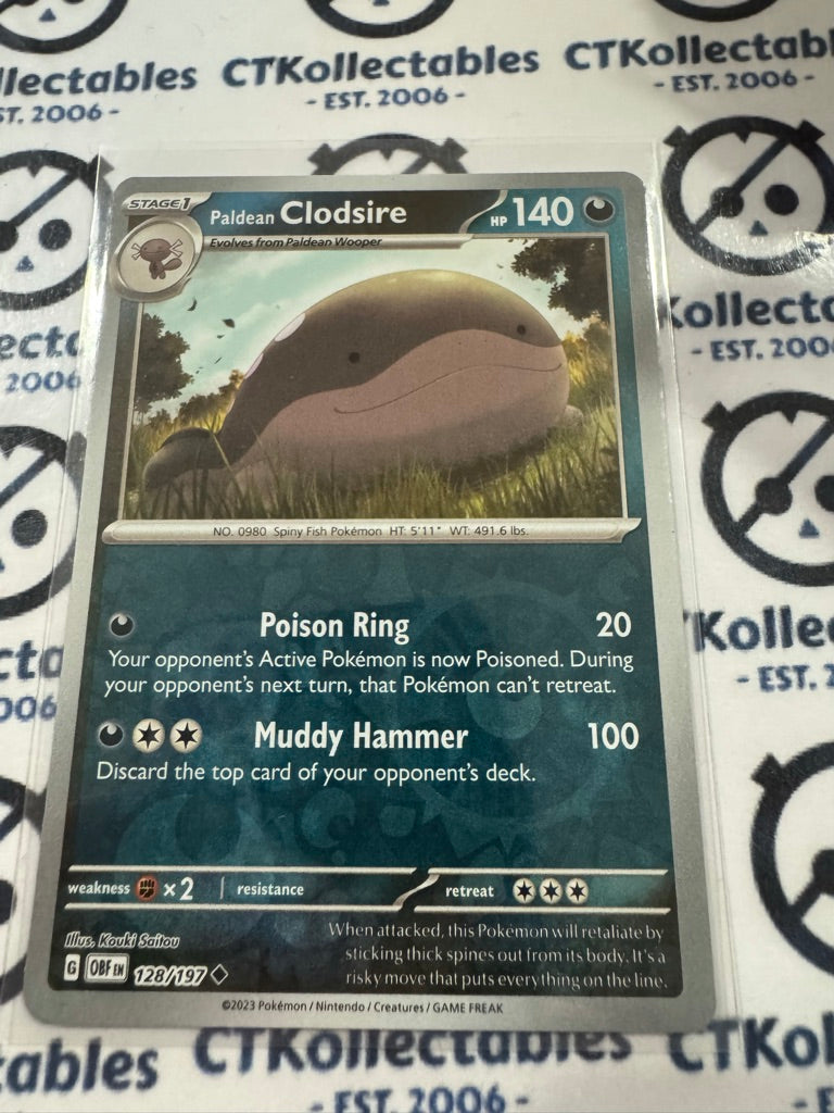 Paldean Clodsire Reverse Holo #128/197 2023 Obsidian Flames Pokemon Card