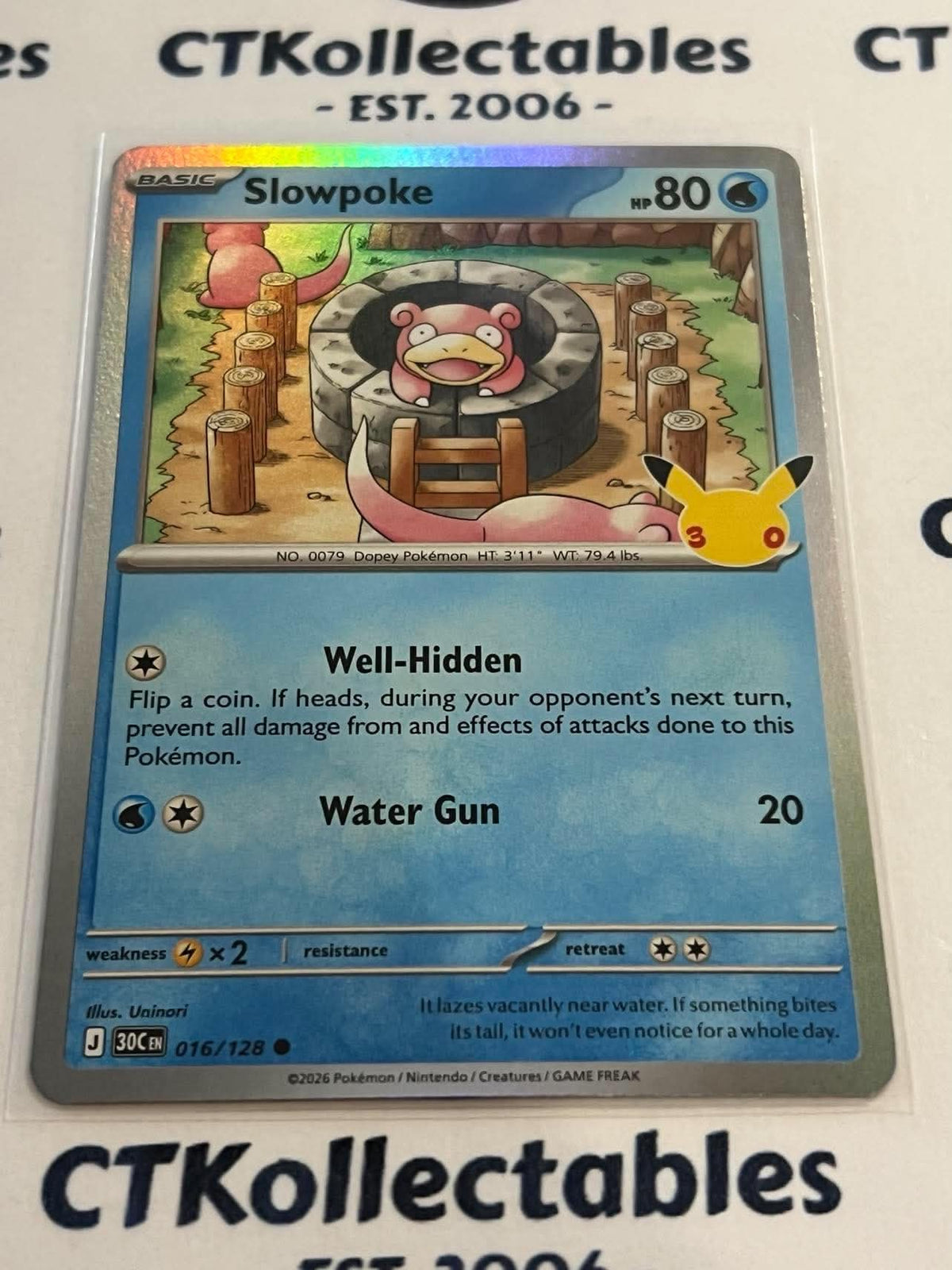 Slowpoke 016/128 Holo Foil ENG 30th Anniversary Celebration Pokemon TCG