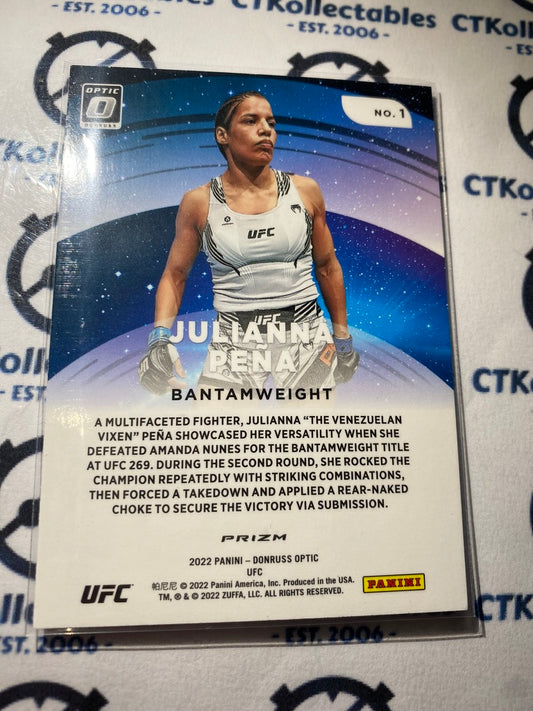 2022 UFC Panini Optic Star Gazing Julianna Pena Purple Velocity Prizm