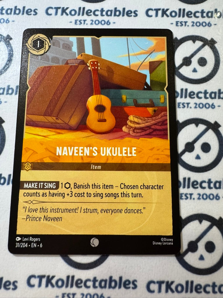 2024 DISNEY LORCANA Azurite Sea - Naveen's Ukulele 31/204 NON FOIL Game Card