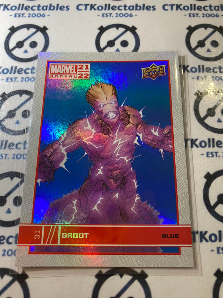 2021-22 Upper Deck Marvel Annual Groot # 31 Blue Foil Parallel