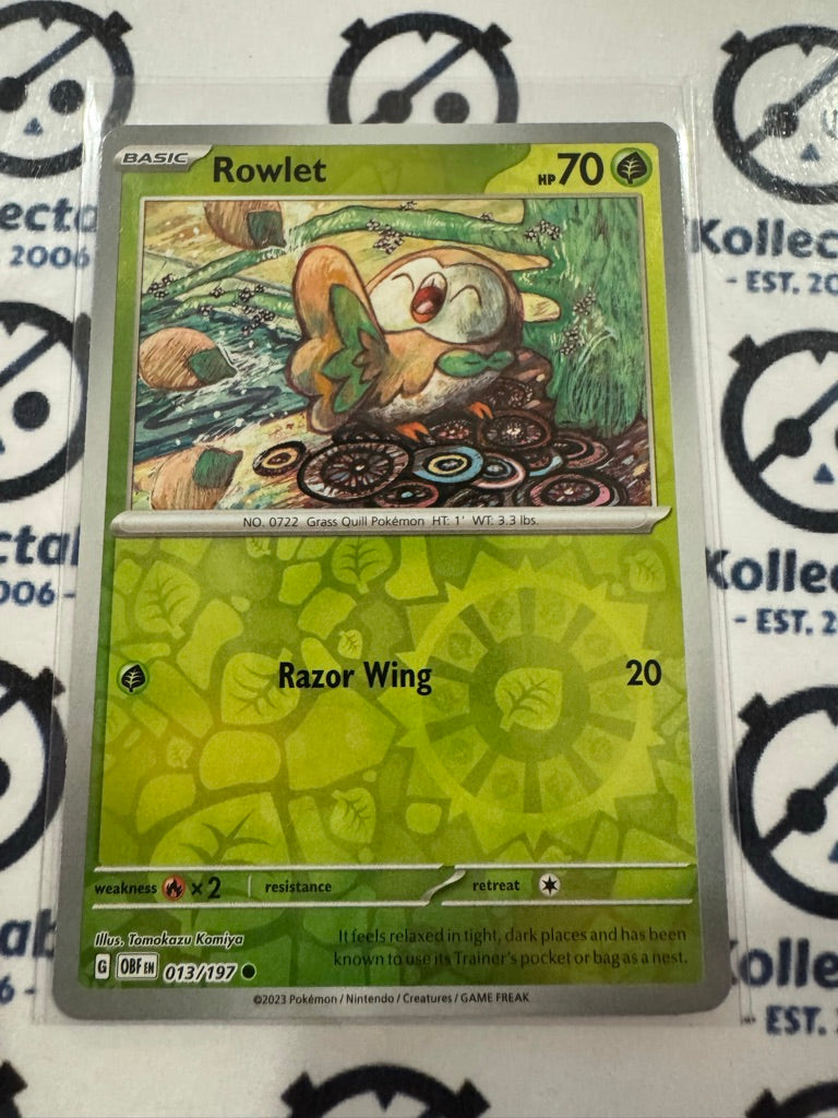 Rowlet Reverse Holo #013/197 2023 Obsidian Flames Pokemon Card