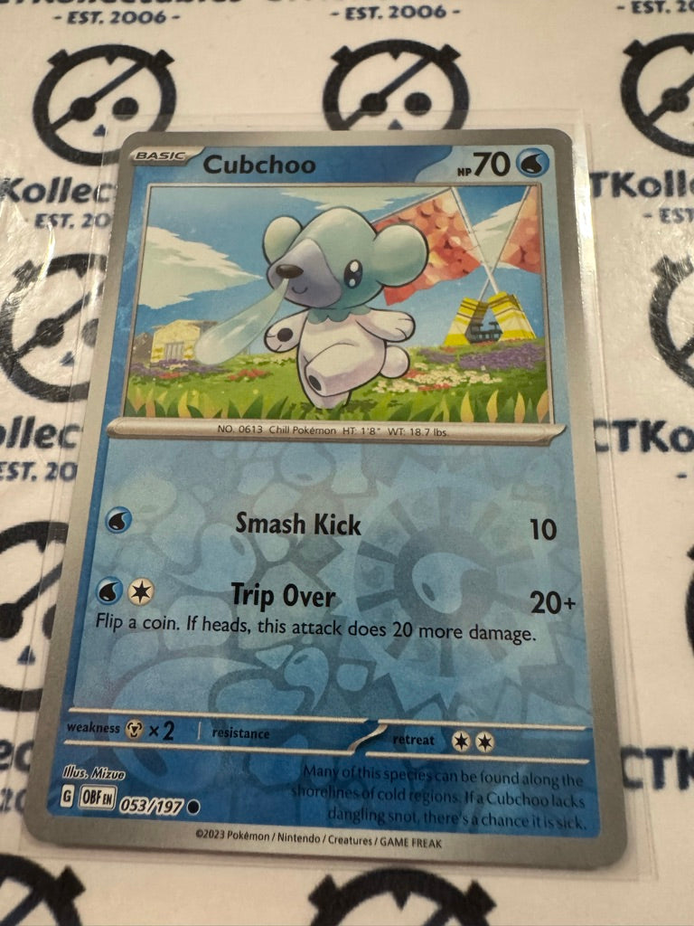 Cubchoo Reverse Holo #053/197 2023 Obsidian Flames Pokemon Card