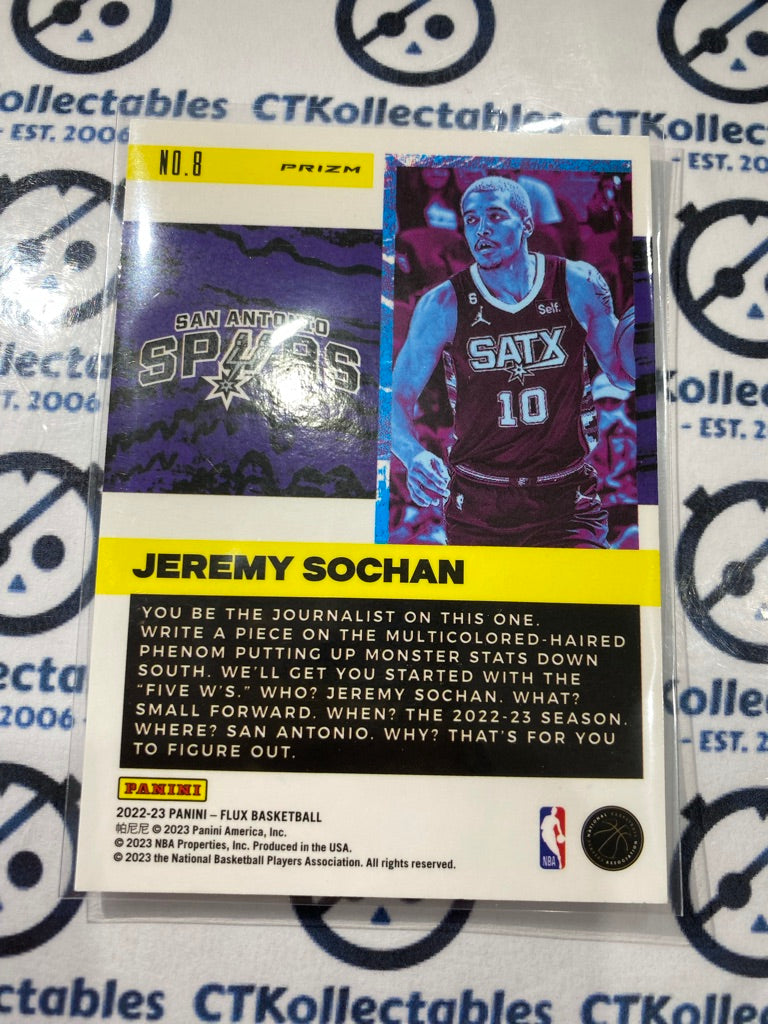 2022-23 NBA Panini FLUX Freshman Year Silver Prizm Jeremy Sochan #8 Spurs