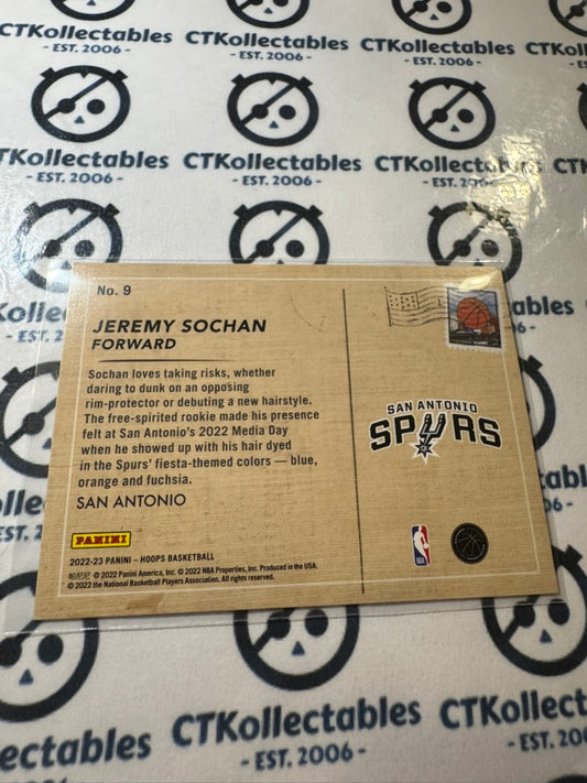 2022-23 NBA Panini Hoops Jeremy Sochan Rookie Greetings #9 Spurs