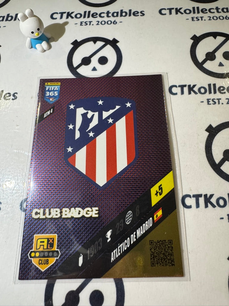 2024 PANINI FIFA 365 CLUB BADGE #ATM4 ATLETICO DE MADRID SOCCER CARD