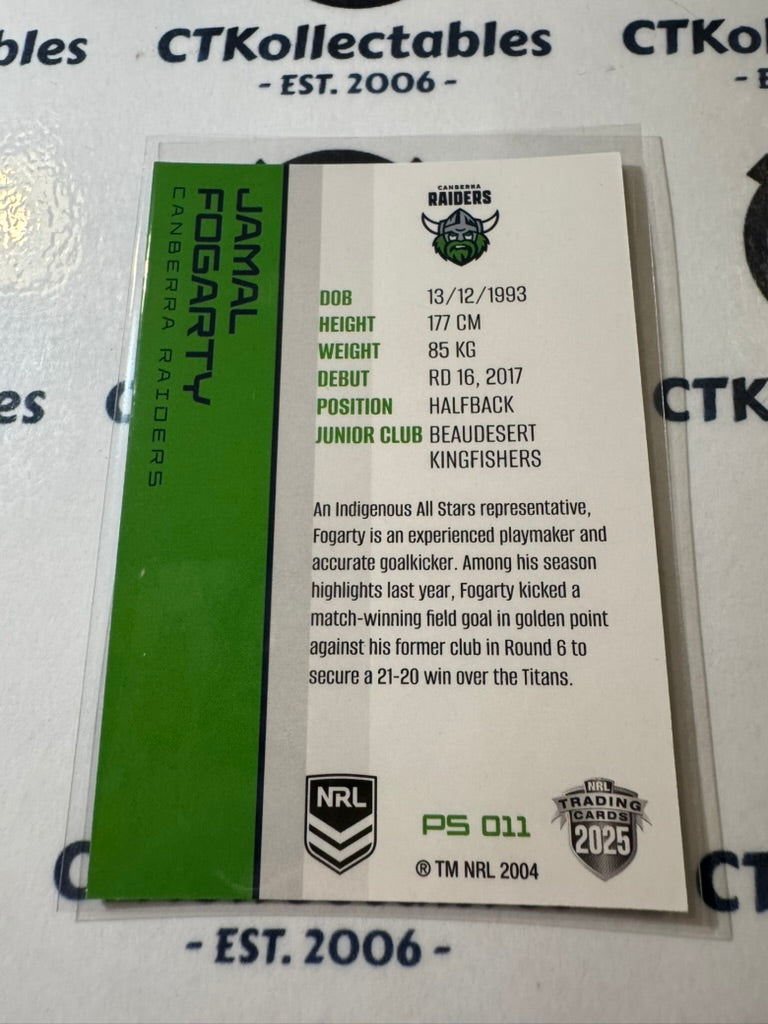 2025 NRL Traders Silver Parallel PS 011 Jamal Fogarty Raiders