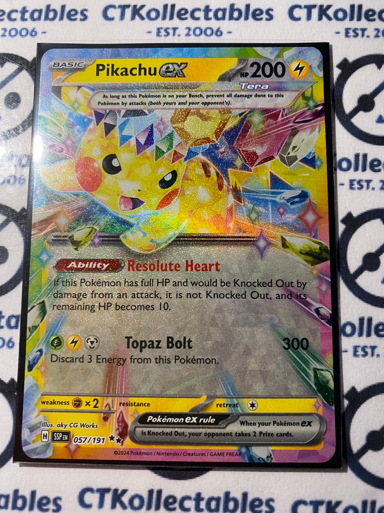 Pikachu EX Double Rare #057/191 Surging Sparks Pokmon TCG 2024 CTKollectables Pikachu EX Double Rare #057/191 Surging Sparks Pokmon TCG 2024 CTKollectables