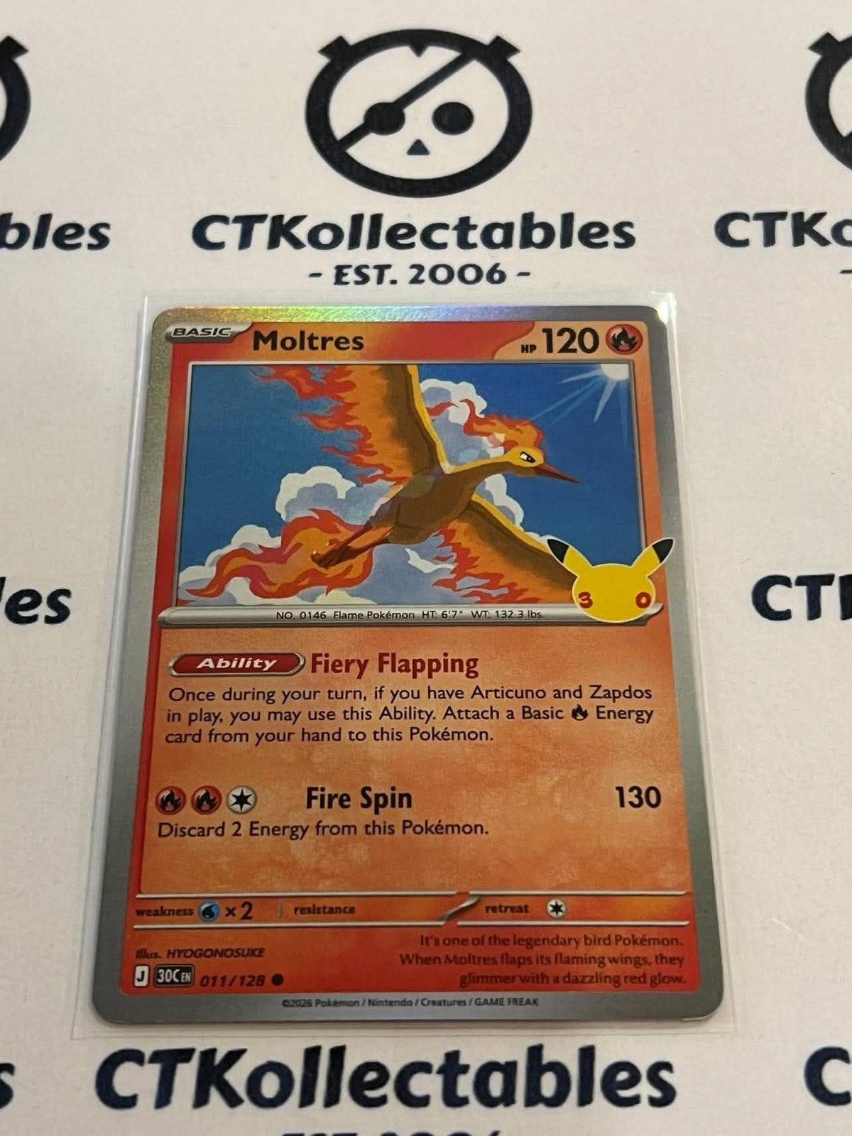 Moltres 011/128 Holo Foil ENG 30th Anniversary Celebration Pokemon TCG