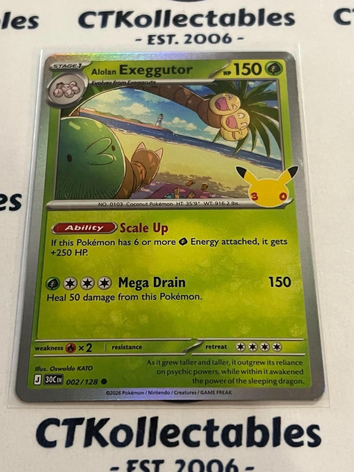 Alolan Exeggutor 002/128 Holo Foil ENG 30th Anniversary Celebration Pokemon TCG