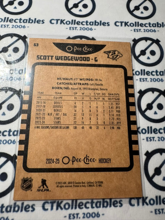 2024-25 O-Pee-Chee Hockey RETRO #63 Scott Wedgewood Dallas Stars