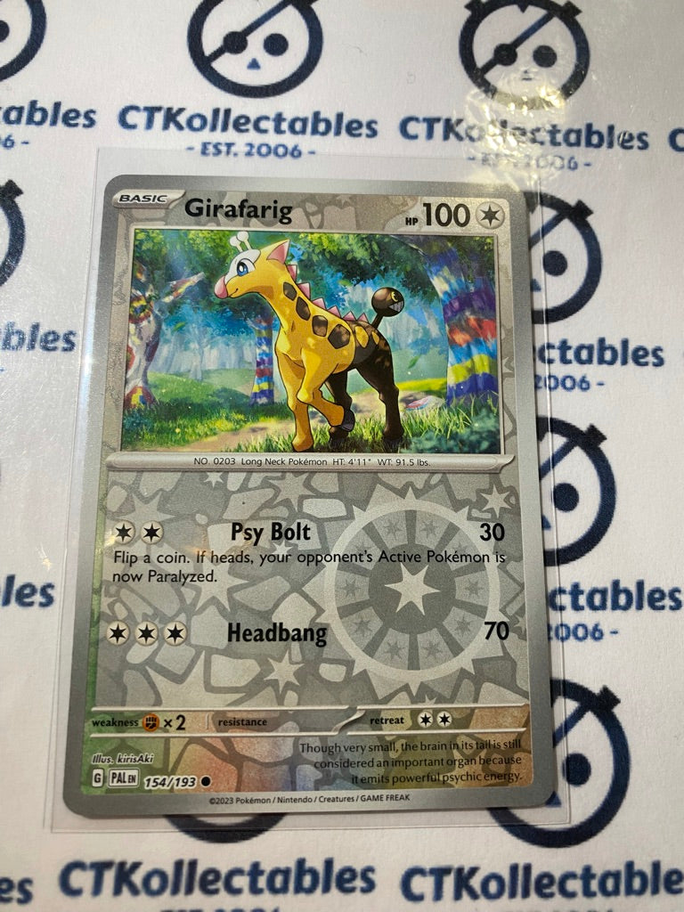 girafarig pokemon card Girafarig Reverse Holo #154/193 2023 Paldea Evolved Pokemon Card – CTKollectables