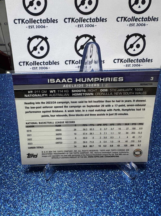 2023-24 Topps Chrome NBL Refractor #3 Isaac Humphries Adelaide 36ers
