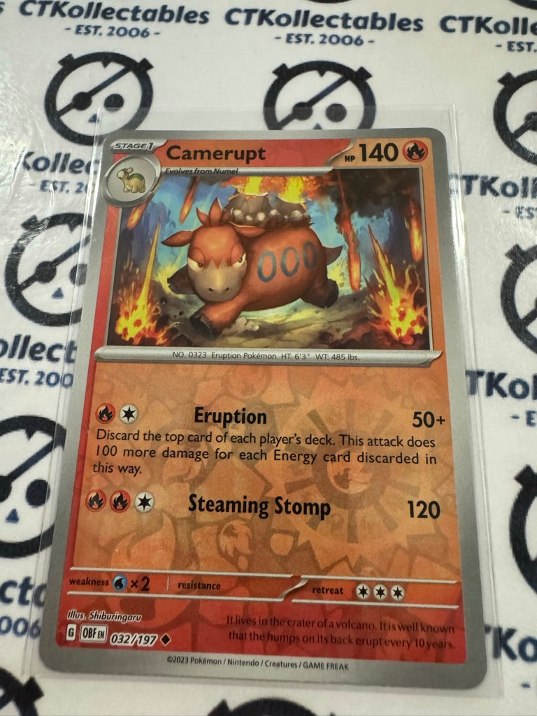 Camerupt Reverse Holo #032/197 2023 Obsidian Flames Pokemon Card